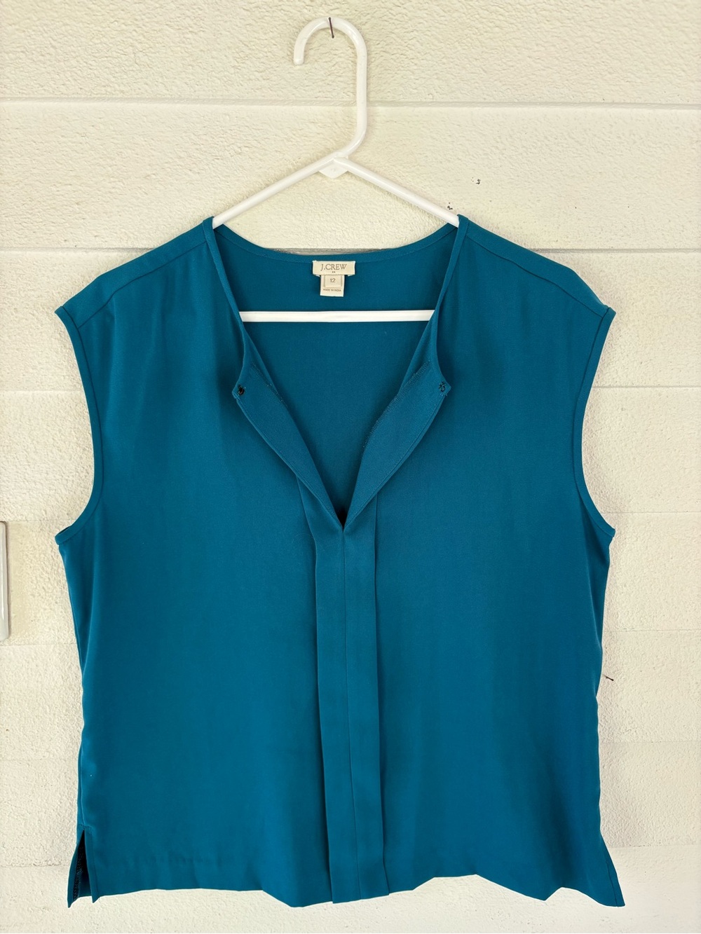 J. Crew Teal V-Neck Sleeveless Blouse